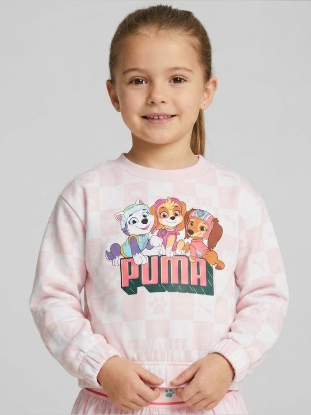 Puma Paw Patrol Pink Checkered Sweatshirt